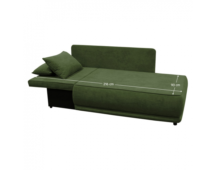 Rozkladacia pohovka s úložným priestorom Liami L - zelená