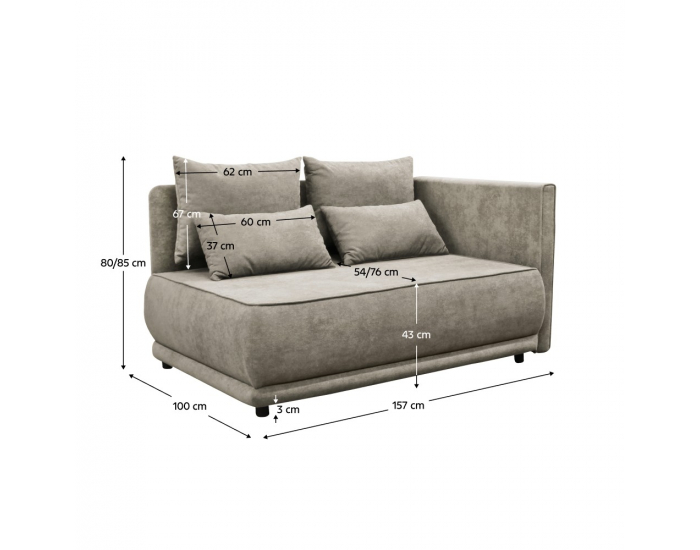 Rozkladacia pohovka s úložným priestorom Liami P - béžovosivá (taupe)