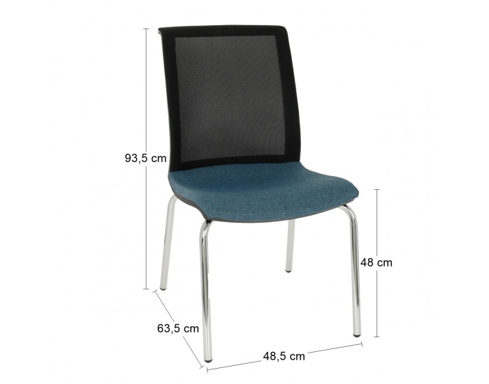 Konferenčná stolička Libon 4L BS - modrá / čierna / chróm