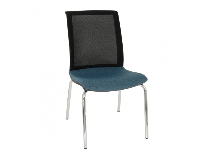 Konferenčná stolička Libon 4L BS - modrá / čierna / chróm