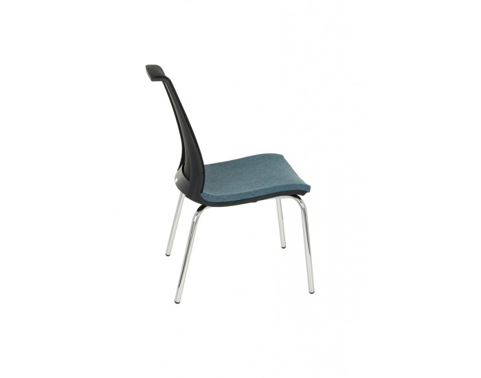 Konferenčná stolička Libon 4L BS - modrá / čierna / chróm