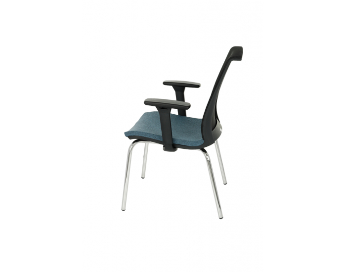 Konferenčná stolička s podrúčkami Libon 4L BS R1 - modrá / čierna / chróm