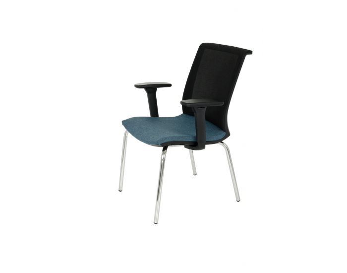 Konferenčná stolička s podrúčkami Libon 4L BS R1 - modrá / čierna / chróm