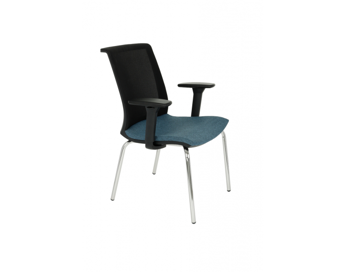 Konferenčná stolička s podrúčkami Libon 4L BS R1 - modrá / čierna / chróm