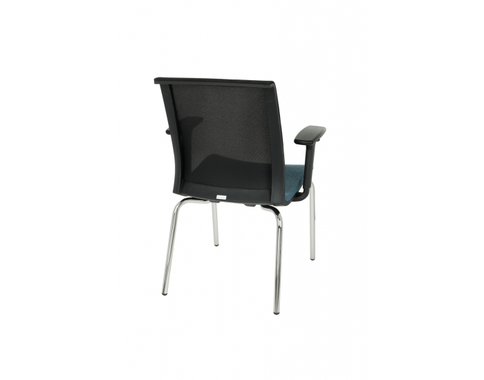 Konferenčná stolička s podrúčkami Libon 4L BS R1 - modrá / čierna / chróm