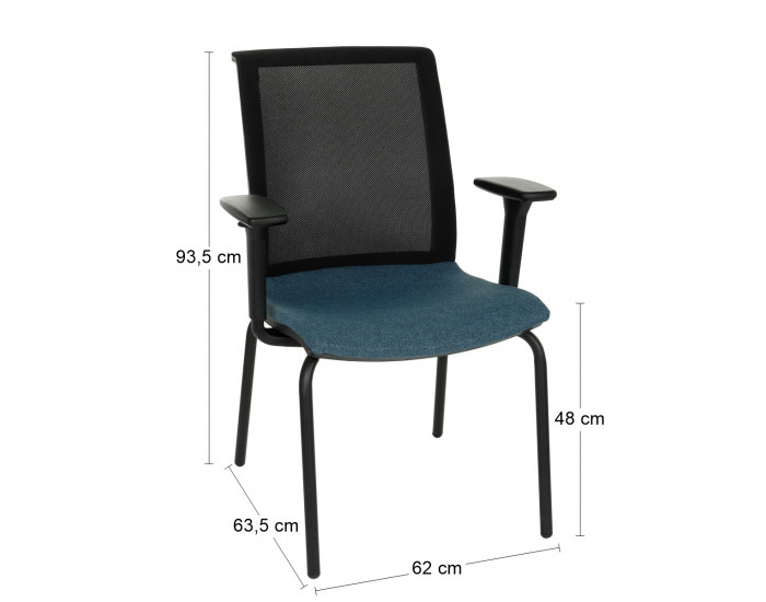 Konferenčná stolička s podrúčkami Libon 4L BS R1 - modrá / čierna