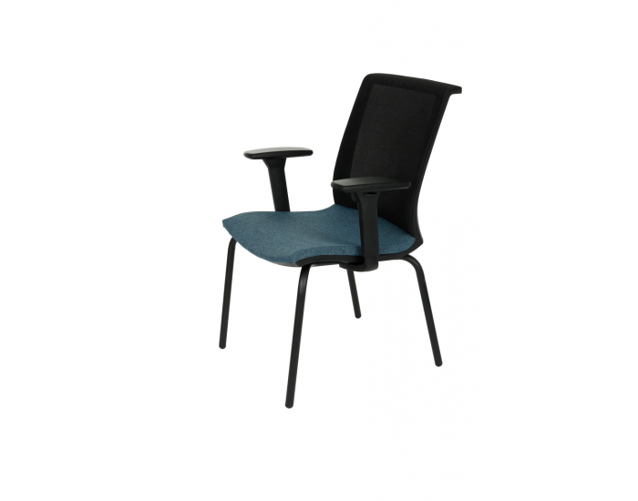 Konferenčná stolička s podrúčkami Libon 4L BS R1 - modrá / čierna