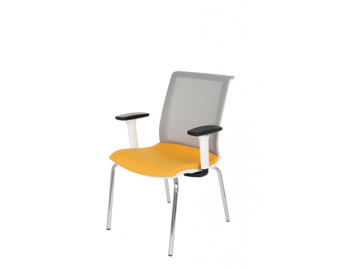 Konferenčná stolička s podrúčkami Libon 4L WS R1 - žltá / sivá / biela / chróm