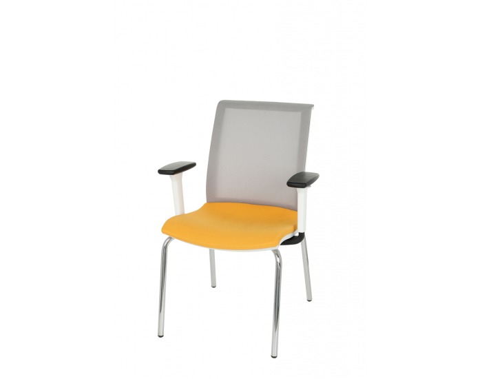 Konferenčná stolička s podrúčkami Libon 4L WS R1 - žltá / sivá / biela / chróm