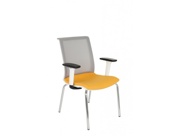 Konferenčná stolička s podrúčkami Libon 4L WS R1 - žltá / sivá / biela / chróm