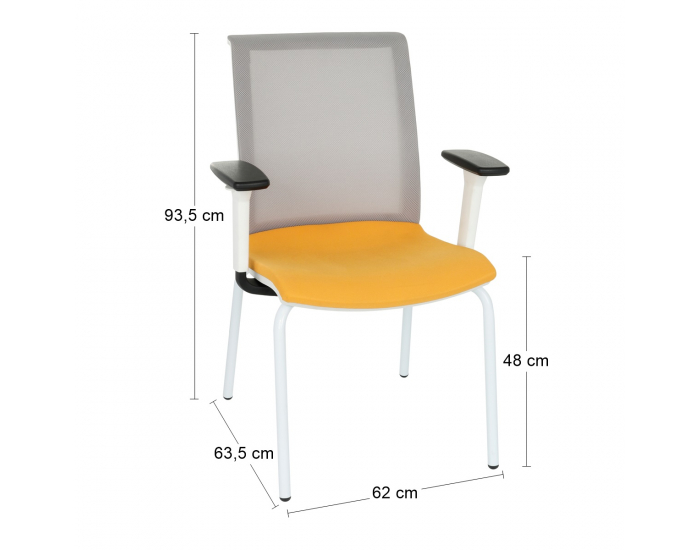 Konferenčná stolička s podrúčkami Libon 4L WS R1 - žltá / sivá / biela