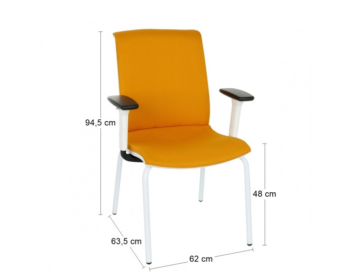 Konferenčná stolička s podrúčkami Libon 4L WT R1 - žltá / biela