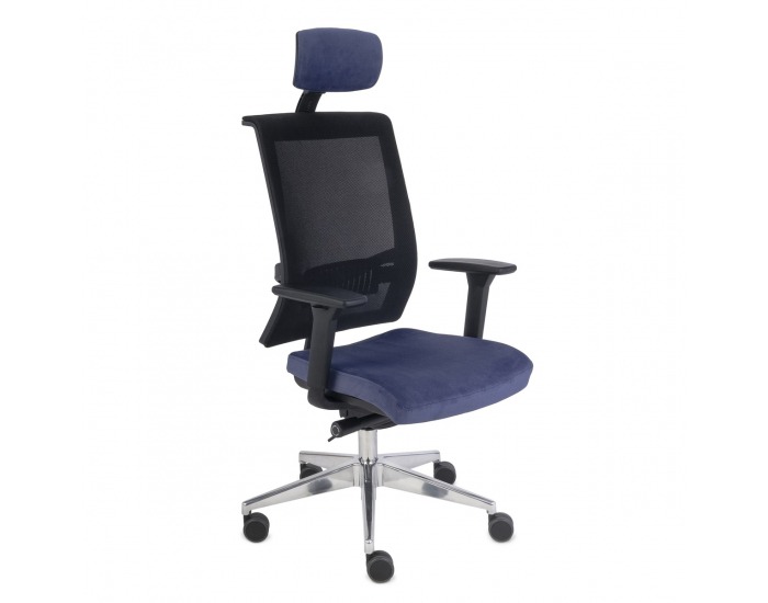 Kancelárska stolička s podrúčkami Libon BS HD - tmavomodrá / čierna / chróm