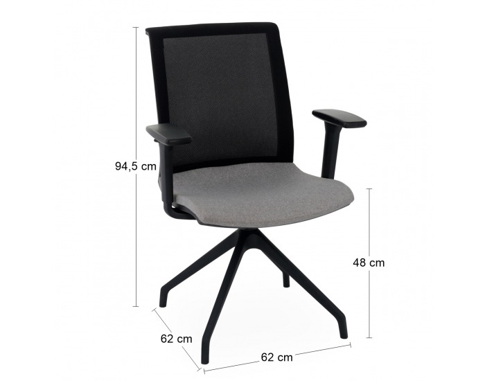 Konferenčná stolička s podrúčkami Libon Cross BS R1 - sivá / čierna