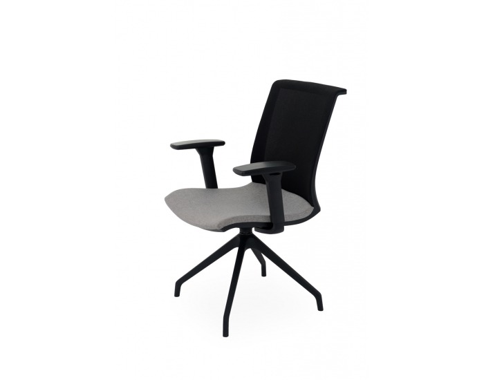 Konferenčná stolička s podrúčkami Libon Cross BS R1 - sivá / čierna