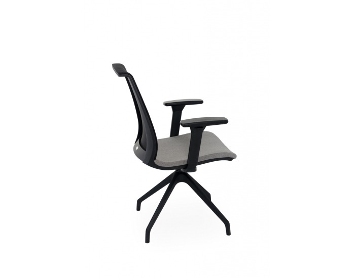 Konferenčná stolička s podrúčkami Libon Cross BS R1 - sivá / čierna