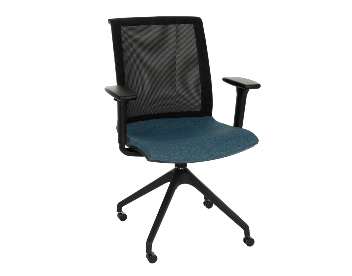 Konferenčná stolička s podrúčkami Libon Cross Roll BS R1 - modrá / čierna