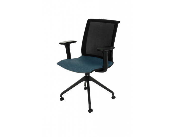 Konferenčná stolička s podrúčkami Libon Cross Roll BS R1 - modrá / čierna