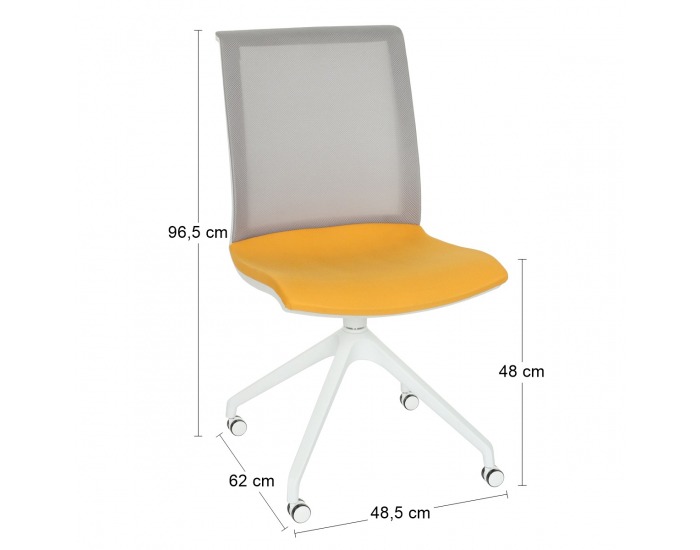 Konferenčná stolička Libon Cross Roll WS - žltá / sivá / biela