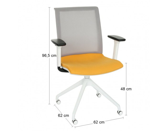 Konferenčná stolička s podrúčkami Libon Cross Roll WS R1 - žltá / sivá / biela