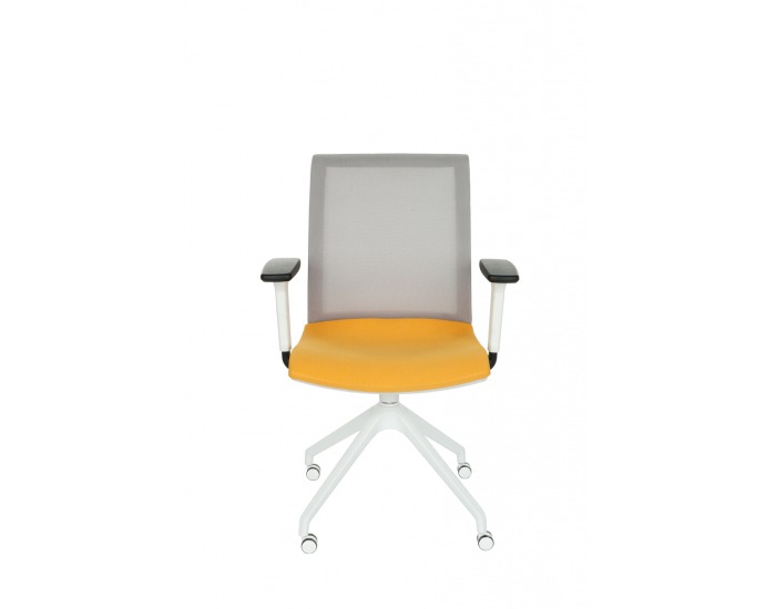 Konferenčná stolička s podrúčkami Libon Cross Roll WS R1 - žltá / sivá / biela