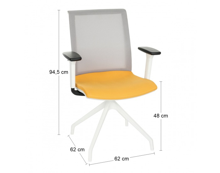 Konferenčná stolička s podrúčkami Libon Cross WS R1 - žltá / sivá / biela