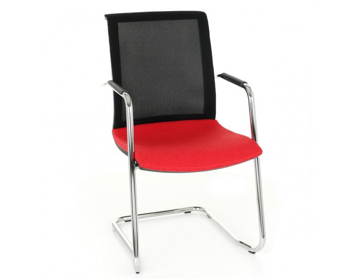 Konferenčná stolička s podrúčkami Libon V BS Arm - červená / čierna / chróm