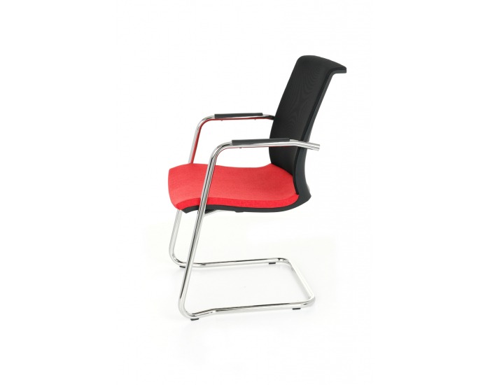 Konferenčná stolička s podrúčkami Libon V BS Arm - červená / čierna / chróm