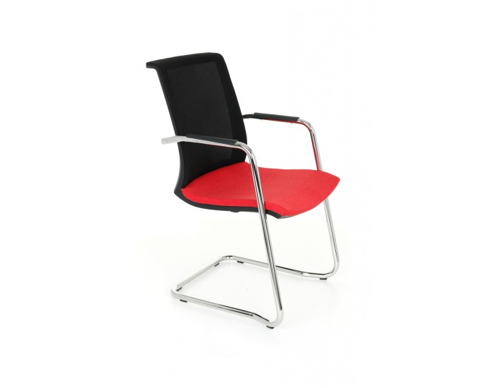 Konferenčná stolička s podrúčkami Libon V BS Arm - červená / čierna / chróm