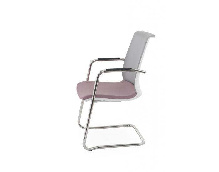 Konferenčná stolička s podrúčkami Libon V WS Arm - staroružová / sivá / biela / chróm
