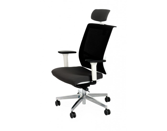 Kancelárska stolička s podrúčkami Libon WS HD - čierna / biela / chróm