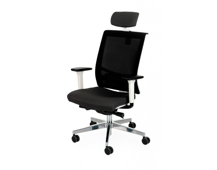 Kancelárska stolička s podrúčkami Libon WS HD - čierna / biela / chróm