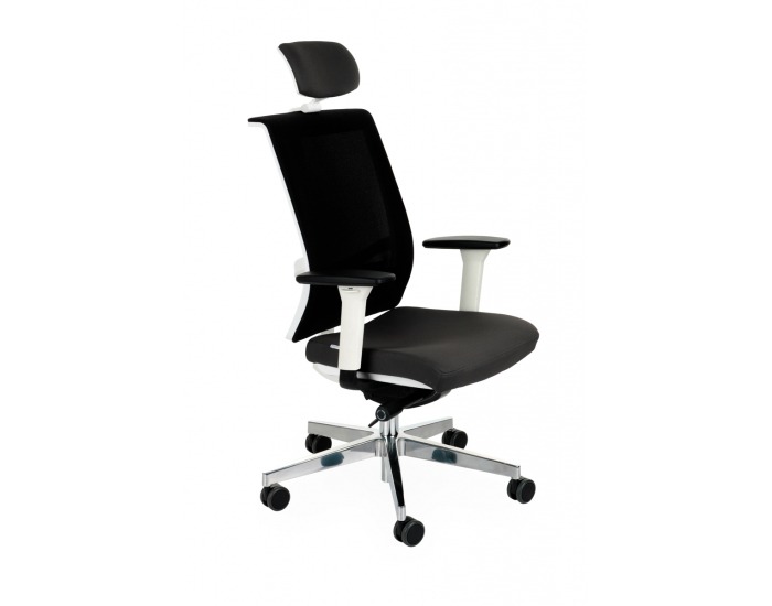 Kancelárska stolička s podrúčkami Libon WS HD - čierna / biela / chróm