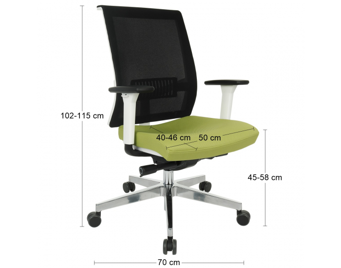 Kancelárska stolička s podrúčkami Libon WS - zelená / čierna / biela / chróm