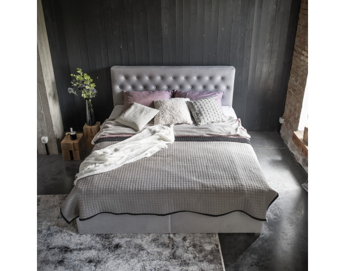 Čalúnená manželská posteľ s úložným priestorom Liborn 140 - tmavosivá