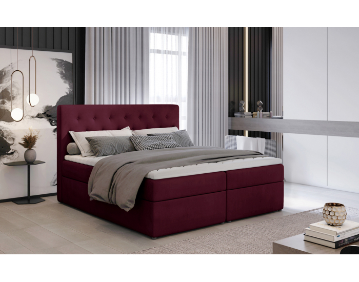 Čalúnená manželská posteľ s úložným priestorom Liborn 160 - vínová