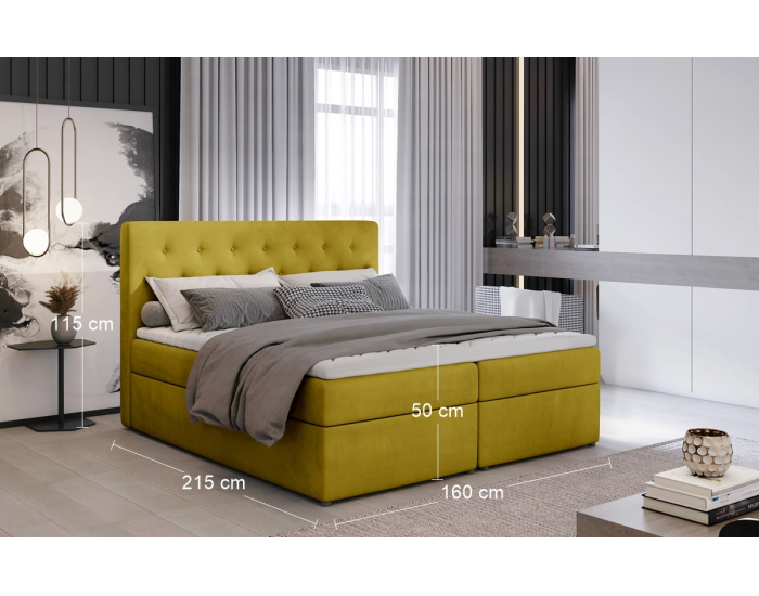 Čalúnená manželská posteľ s úložným priestorom Liborn 160 - zlatá