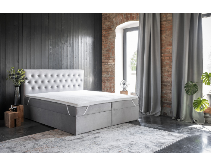 Čalúnená manželská posteľ s úložným priestorom Liborn 180 - tmavosivá
