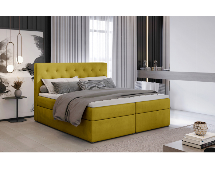 Čalúnená manželská posteľ s úložným priestorom Liborn 180 - zlatá