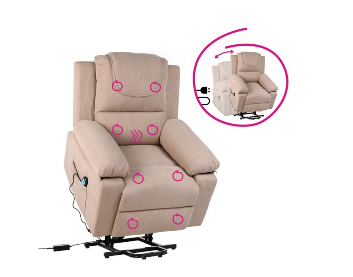 Masážne polohovacie kreslo s vyhrievaním Liftelo - hnedá