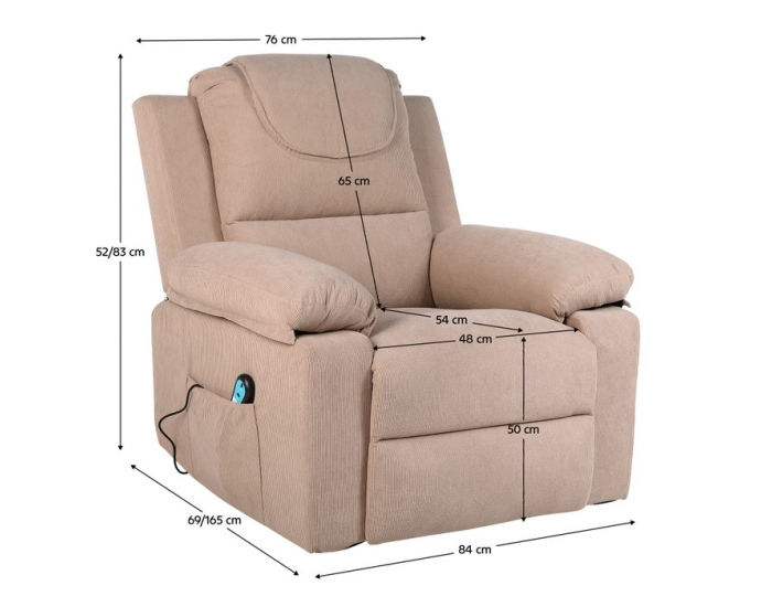 Masážne polohovacie kreslo s vyhrievaním Liftelo - hnedá