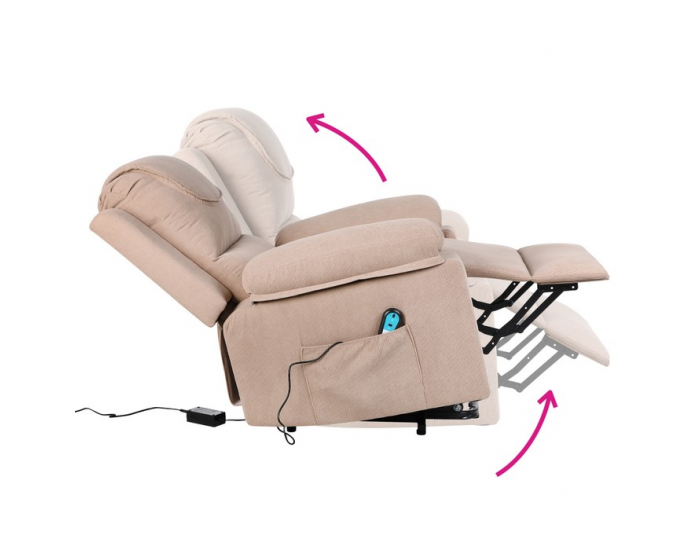 Masážne polohovacie kreslo s vyhrievaním Liftelo - hnedá