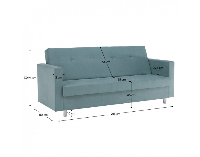 Rozkladacia pohovka s úložným priestorom Lilana - mentolová