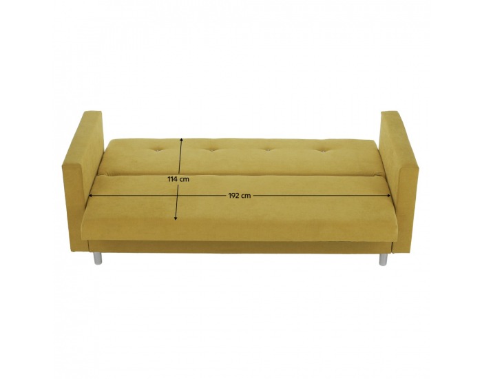 Rozkladacia pohovka s úložným priestorom Lilana - žltá