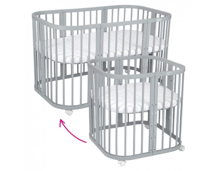 Detská rastúca postieľka s matracom 7v1 Lili - svetlosivá