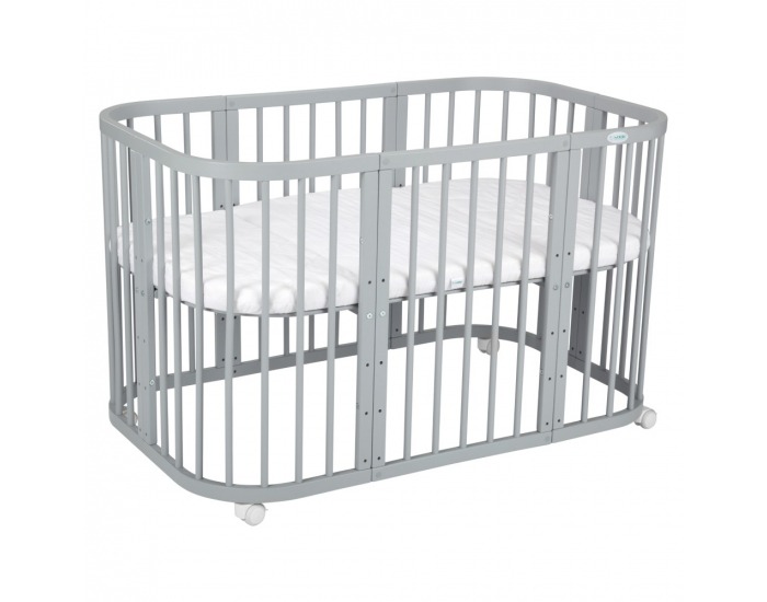 Detská rastúca postieľka s matracom 7v1 Lili - svetlosivá