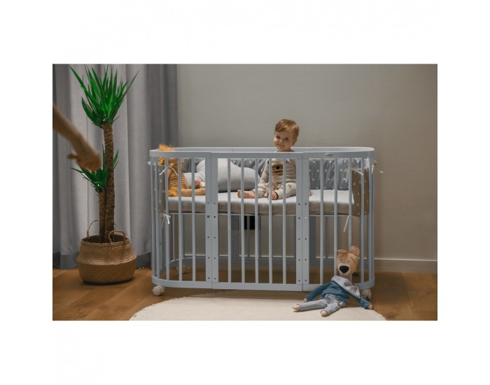 Detská rastúca postieľka s matracom 7v1 Lili - svetlosivá