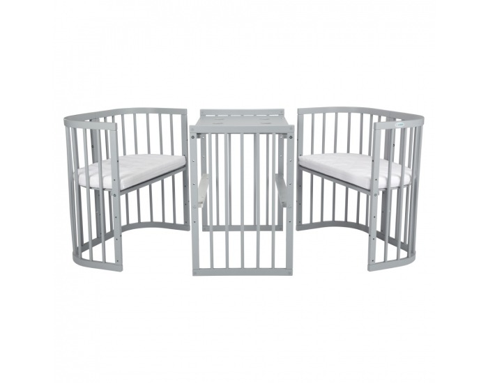 Detská rastúca postieľka s matracom 7v1 Lili - svetlosivá