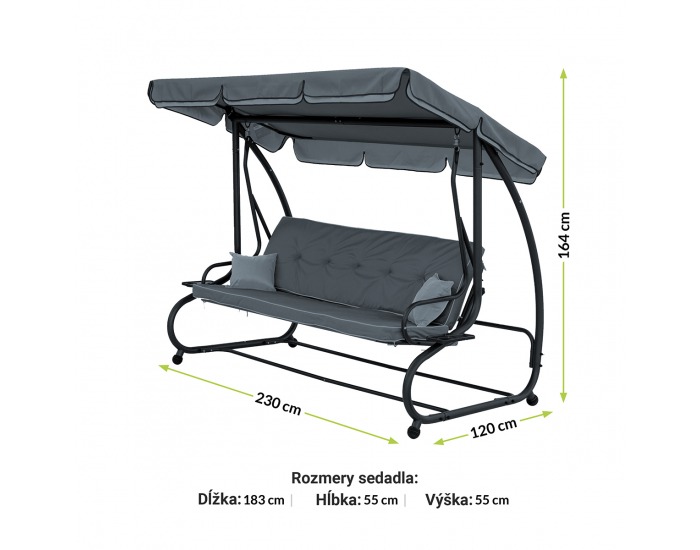 Záhradná hojdačka Lilly - antracit / sivá
