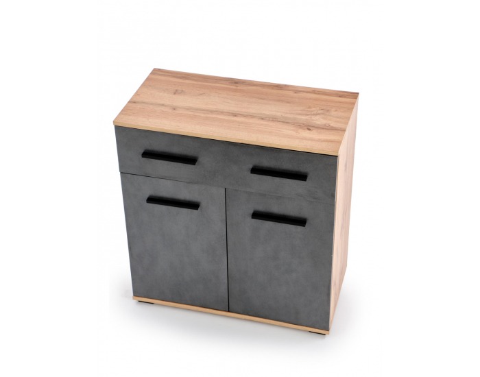 Dvojdverová komoda so zásuvkami Lima KM1 - dub wotan / sivá